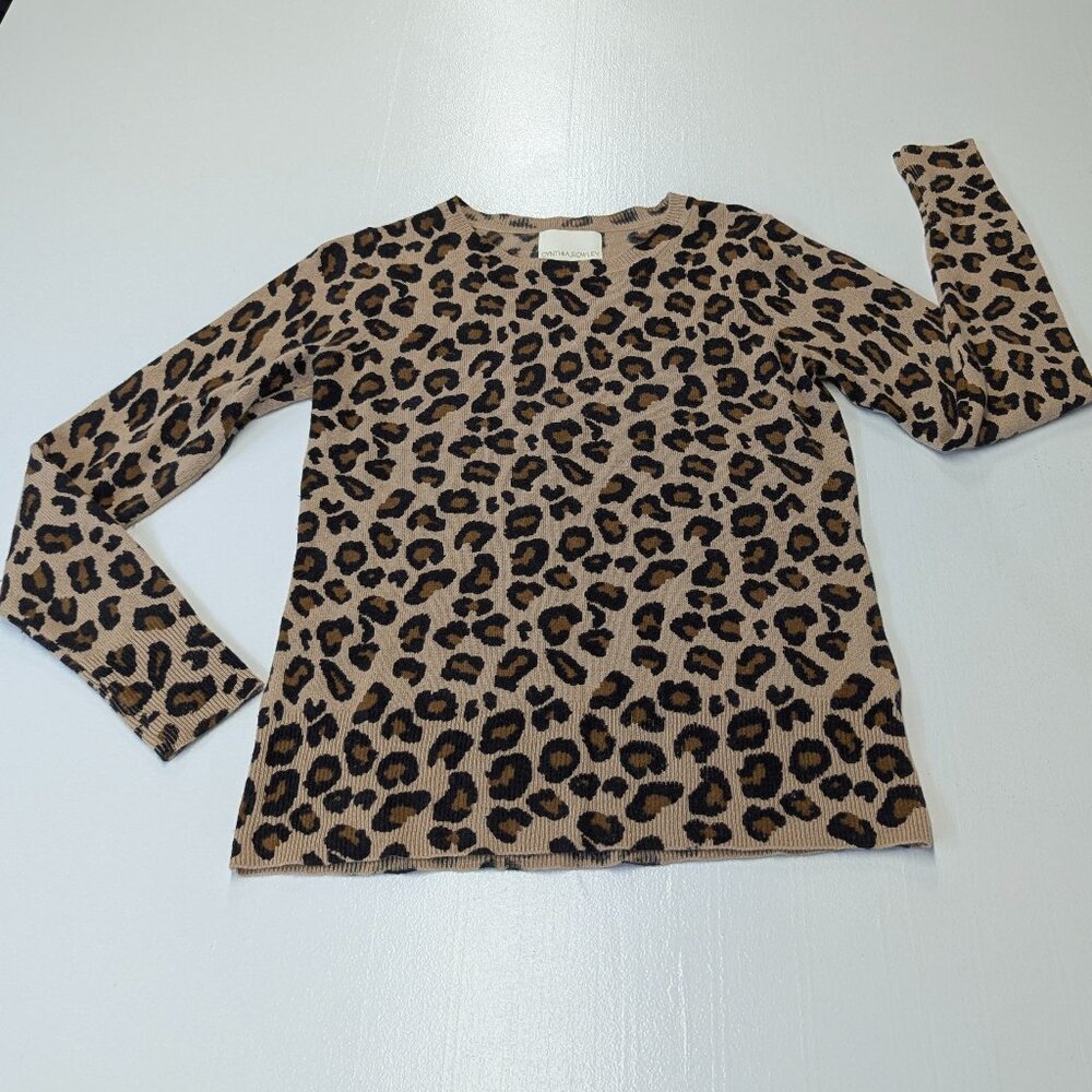 Cynthia Rowley 100% 2-Ply Cashmere Leopard Print Sweater Size Small